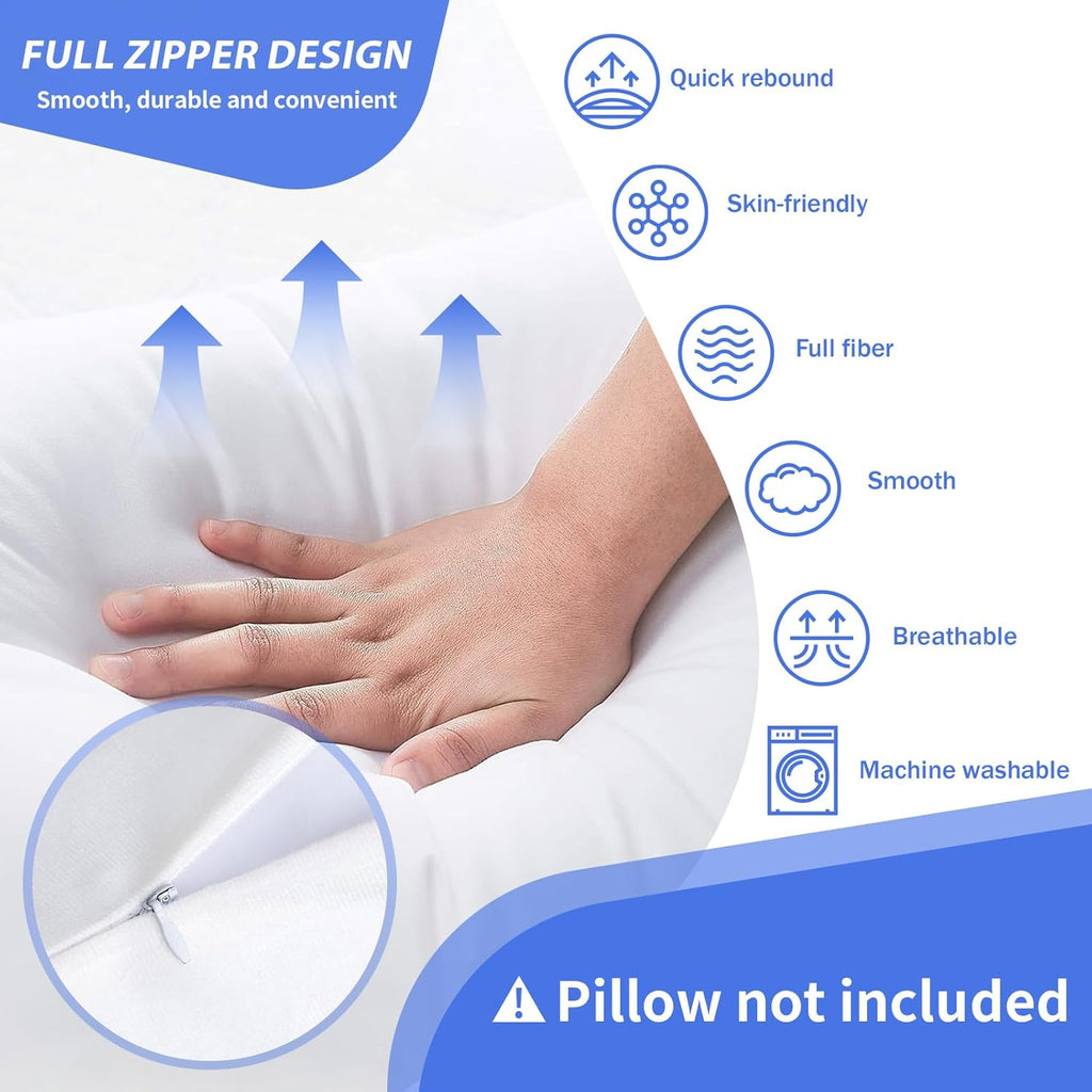 White Cotton Zippered Pillowcase Z106860