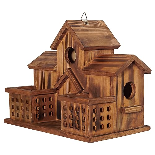 3 Hole Hanging Birdhouse with Bird Feeder T69056