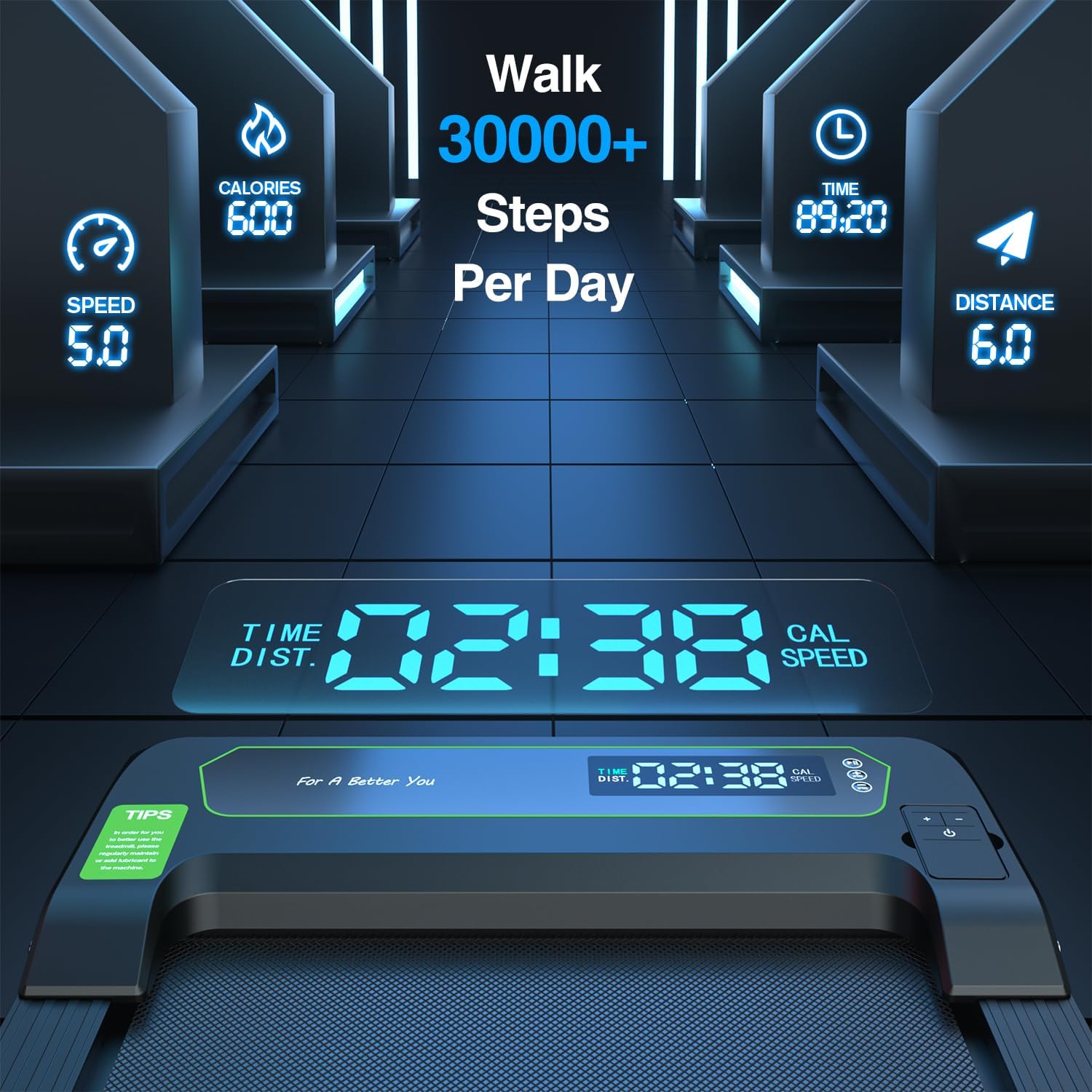 Walking Pad Under Desk Treadmill 2 in 1 Folding Treadmill with Remote Control LED Display L75218