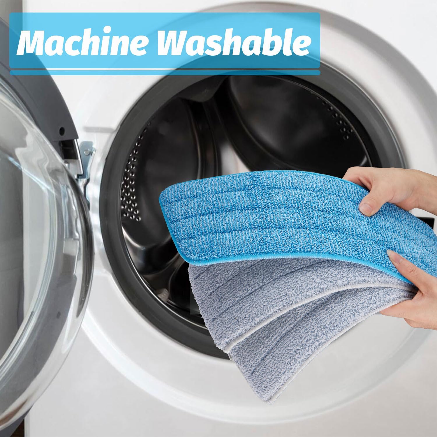 Microfiber Flat Mop with 4pcs Reusable Washable Mop Pads J611