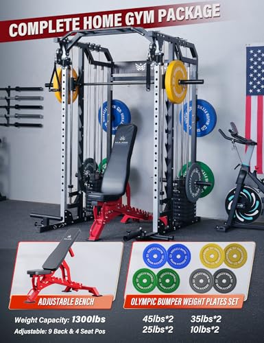 All-in-One Home Gym Smith Machine with Aluminum Pulley Set J39026