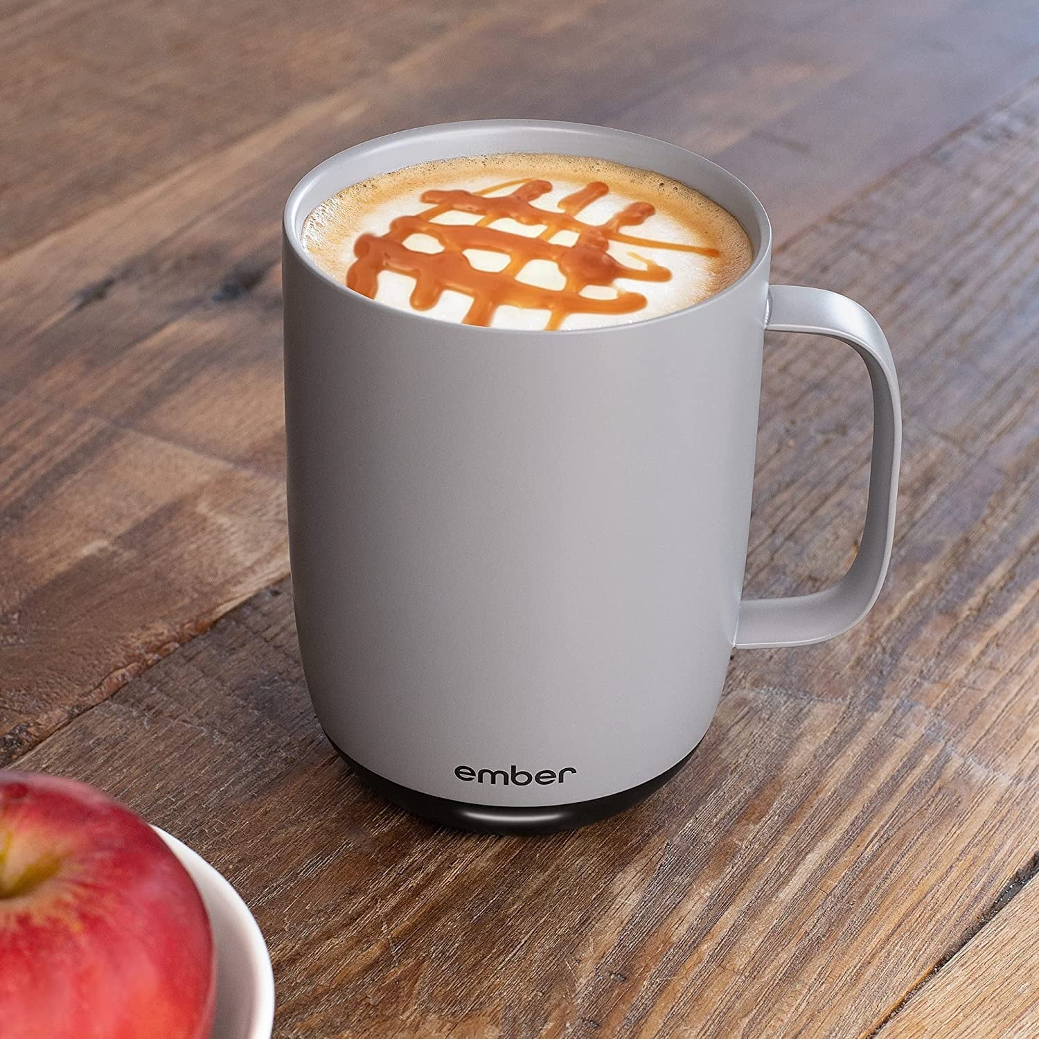 14 oz Grey Heated Coffee Mug with Splash-Proof Sliding Lid O4252
