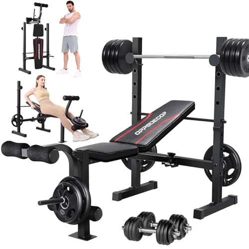 8 in 1 Adjustable Weight Bench with Squat Rack Leg Extension & Leg Curl Foldable Workout Bench P2628