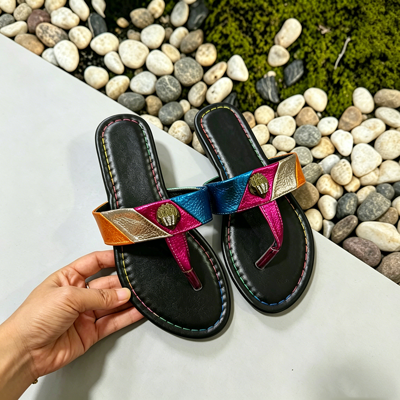 Women's Rainbow Eagle-Head Embellished Soft-Sole Beach Sandals