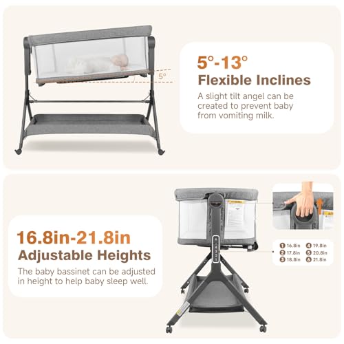 Grey 3-in-1 Rocking Bassinet with Mattress G71889