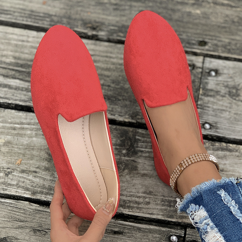 Women's Suede Slip-On Casual Flats – Pointed-Toe Walking Shoes