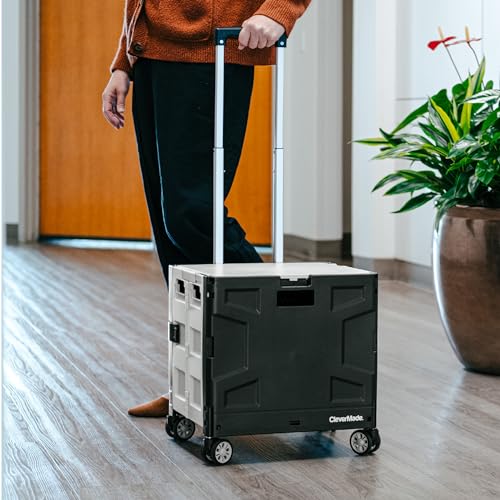 35L Black/Cream Collapsible Wheeled Crate with Lid Z29063