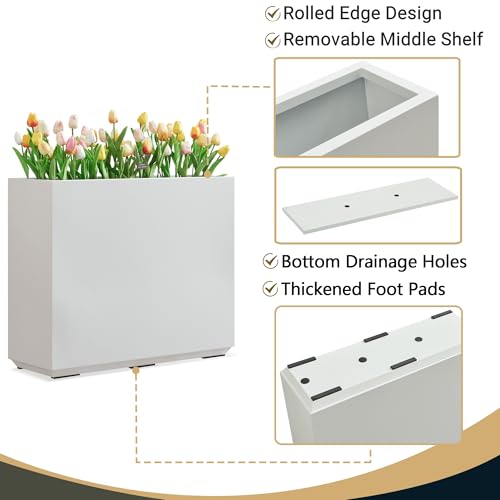 White 38Lx10Wx30H Heavy Outdoor Planter Box L344