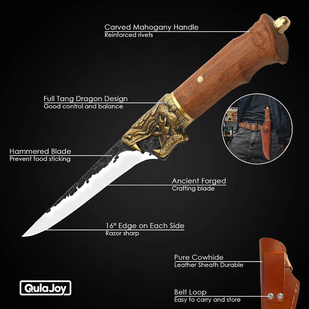 7Cr17MOV Fillet Knife with Leather Sheath Z538