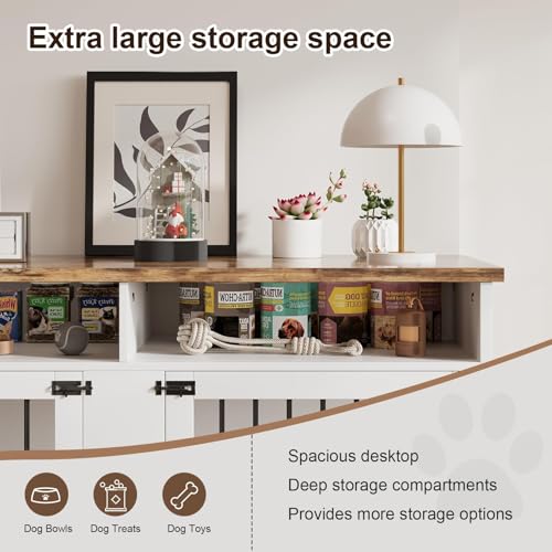 White Wooden Dog Crate with 2 Doors I437