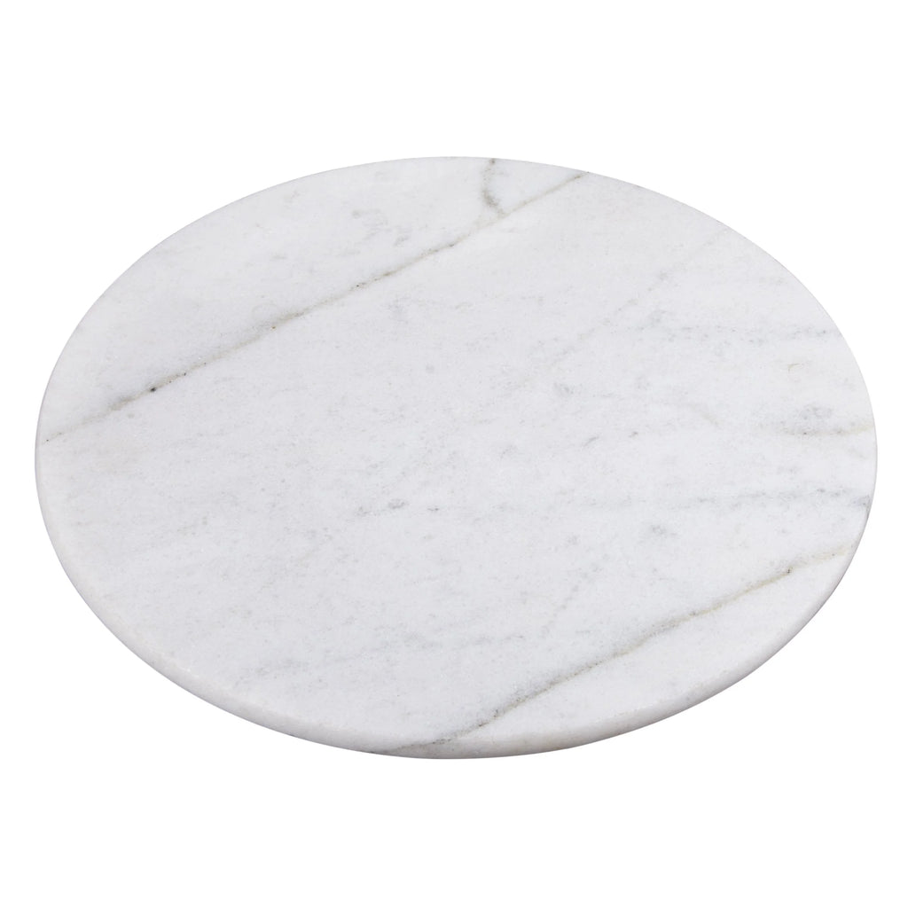 Natural Marble Lazy Susan Turntable, 12" Diam., Off-White O778