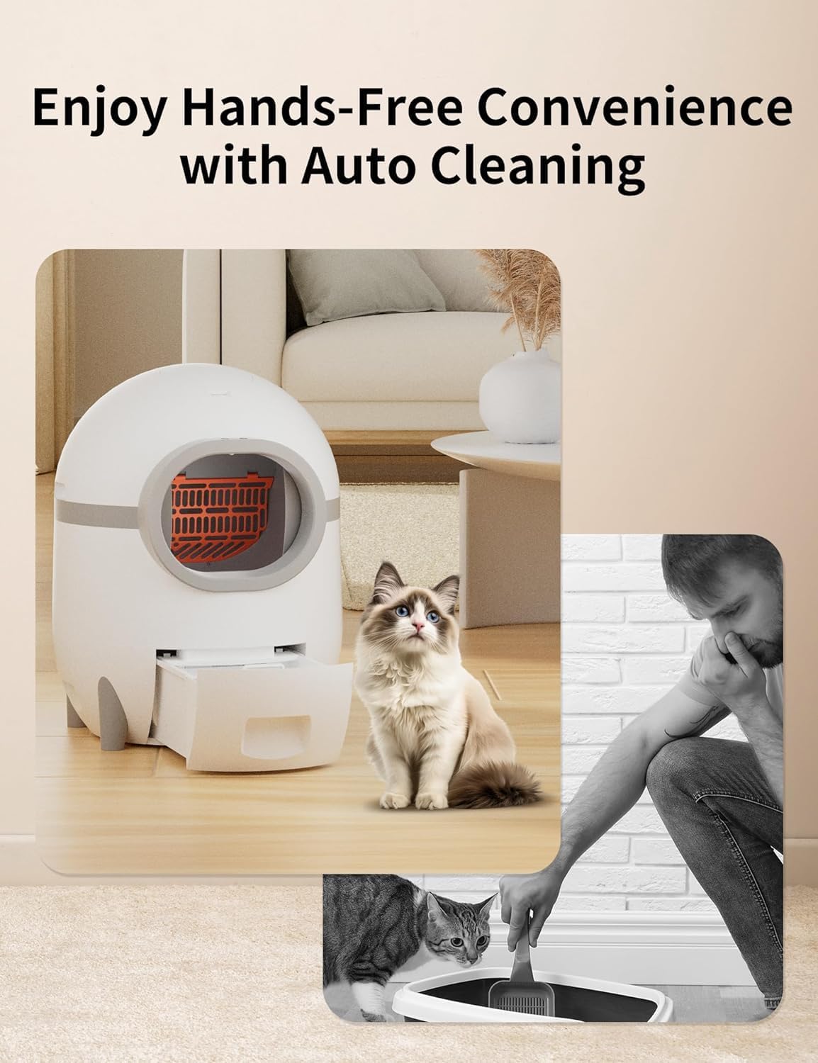 70L Self Cleaning Cat Litter Box with 15L Waste Drawer N8860