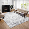 Moroccan Area Rug 8x10, Soft Non-Slip Low-Pile Washable Distressed Rug X8756