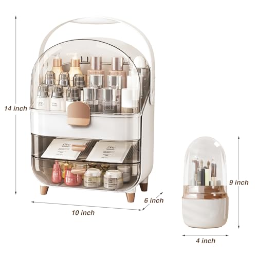 White 15" L×8.5"W×12"H Desktop Makeup Box with Drawers L485722