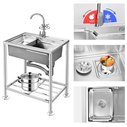 Stainless Steel Freestanding Single Bowl Sink with Faucet N823