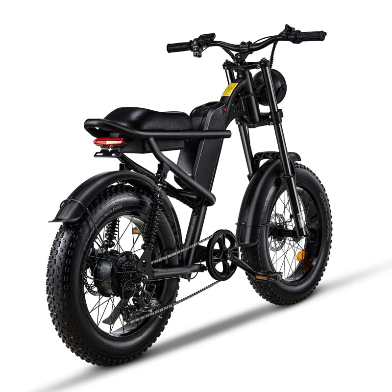 1500W Moped Style Electric Bike, 20 Inch Fat Tire, 6-Layer Full Suspension Ebike, 15.6AH Removable Battery J439108