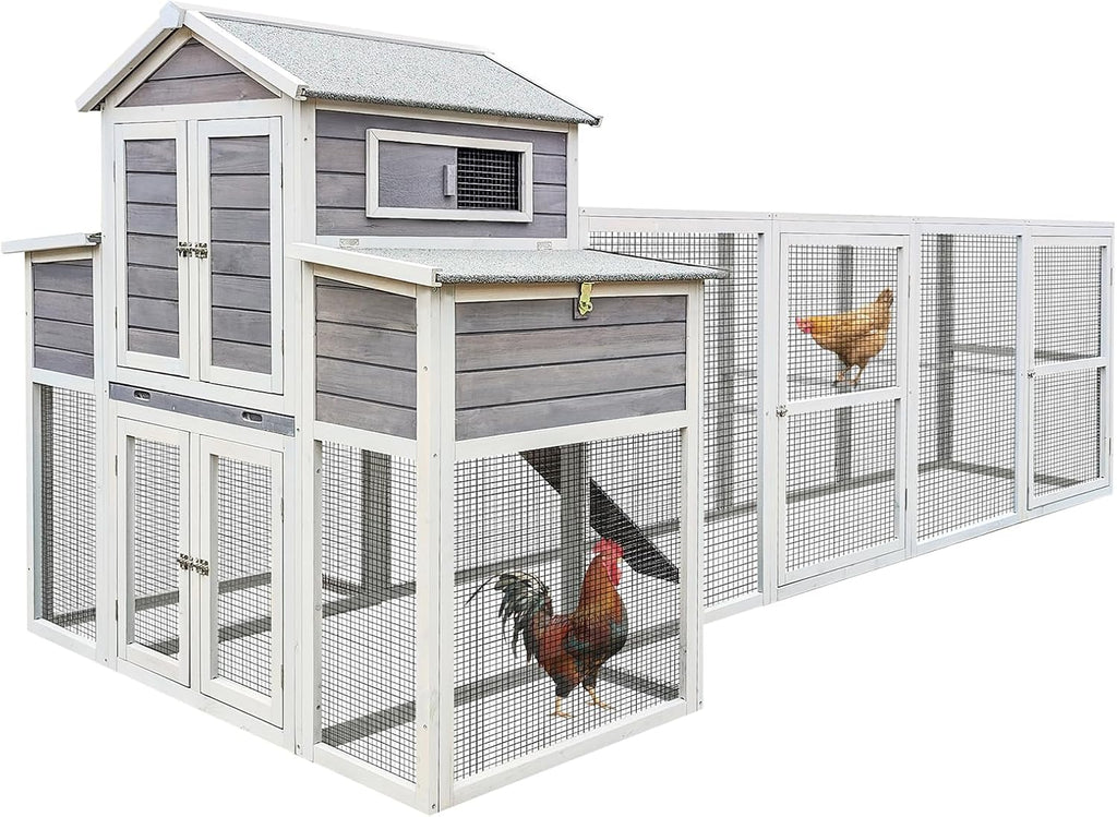 Extra Large Black Wooden Chicken Coop with Two Nesting Boxes and 5 Perches B32568