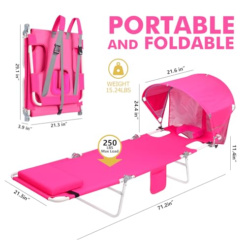 2 Pack Folding Lounge Chair with Face Hole UPF 50+ Sun Shade Q135399