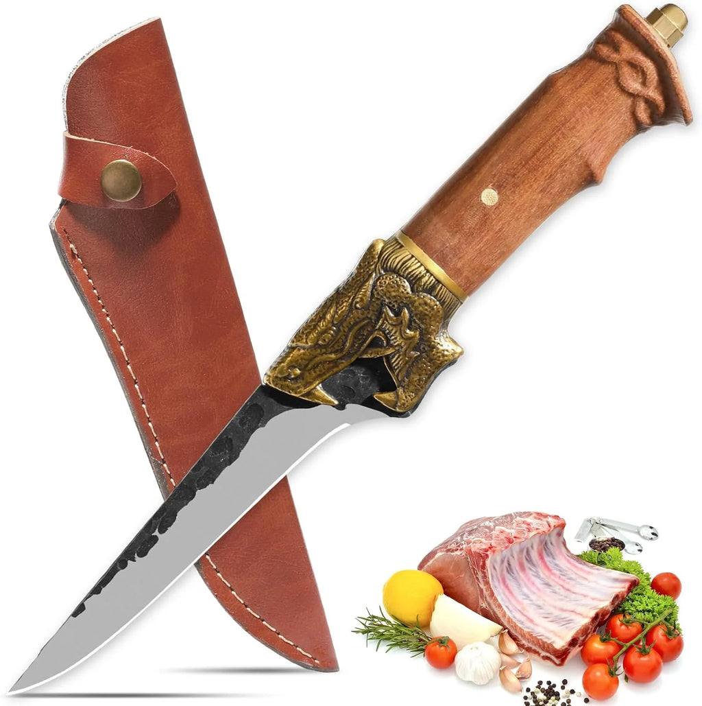 7Cr17MOV Fillet Knife with Leather Sheath Z538