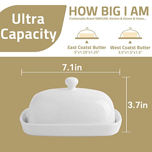 White Ceramics Butter Dish with Lid F185