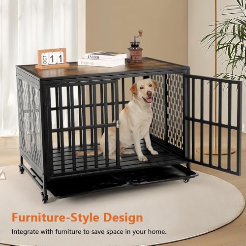 42 inch Black Heavy Duty Dog Crate Furniture D257264