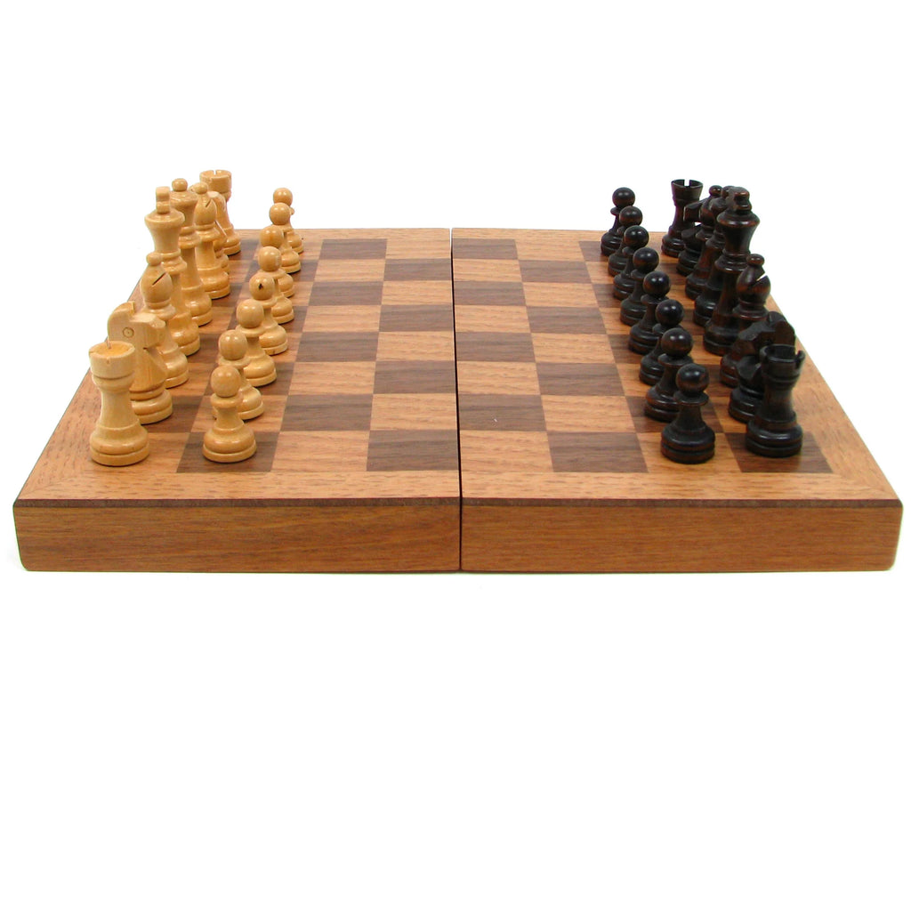 Wooden Book Style Chess Board with Staunton Chessmen D980