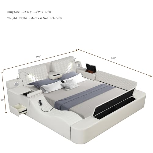 Black King Bed Frame with Adjustable Headboard and Storage Shelf B285