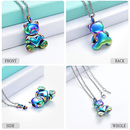 Teddy Bear Cremation Urn Necklace Ashes Jewelry Heart Memorial Urn Keepsake Locket Pendant Ash Holder Z8483