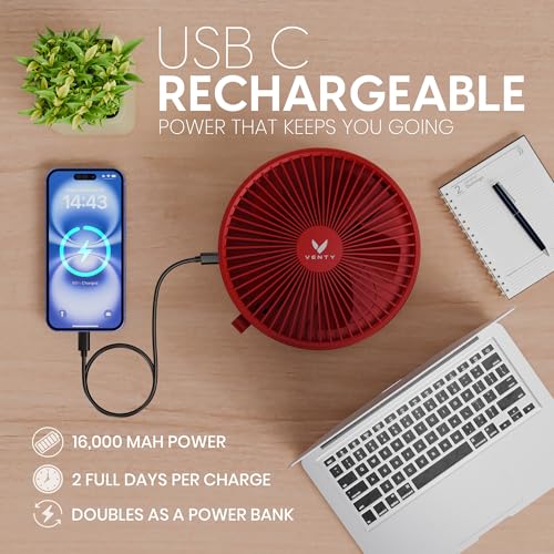 Portable Battery Operated Fan with LED Lighting and Remote Control (Black with Case) D553