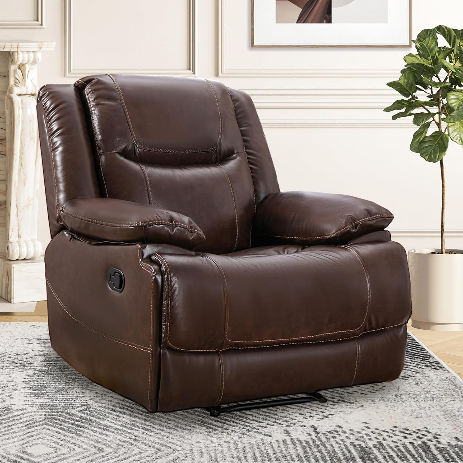 Genuine Leather Manual Reclining Chair T392804