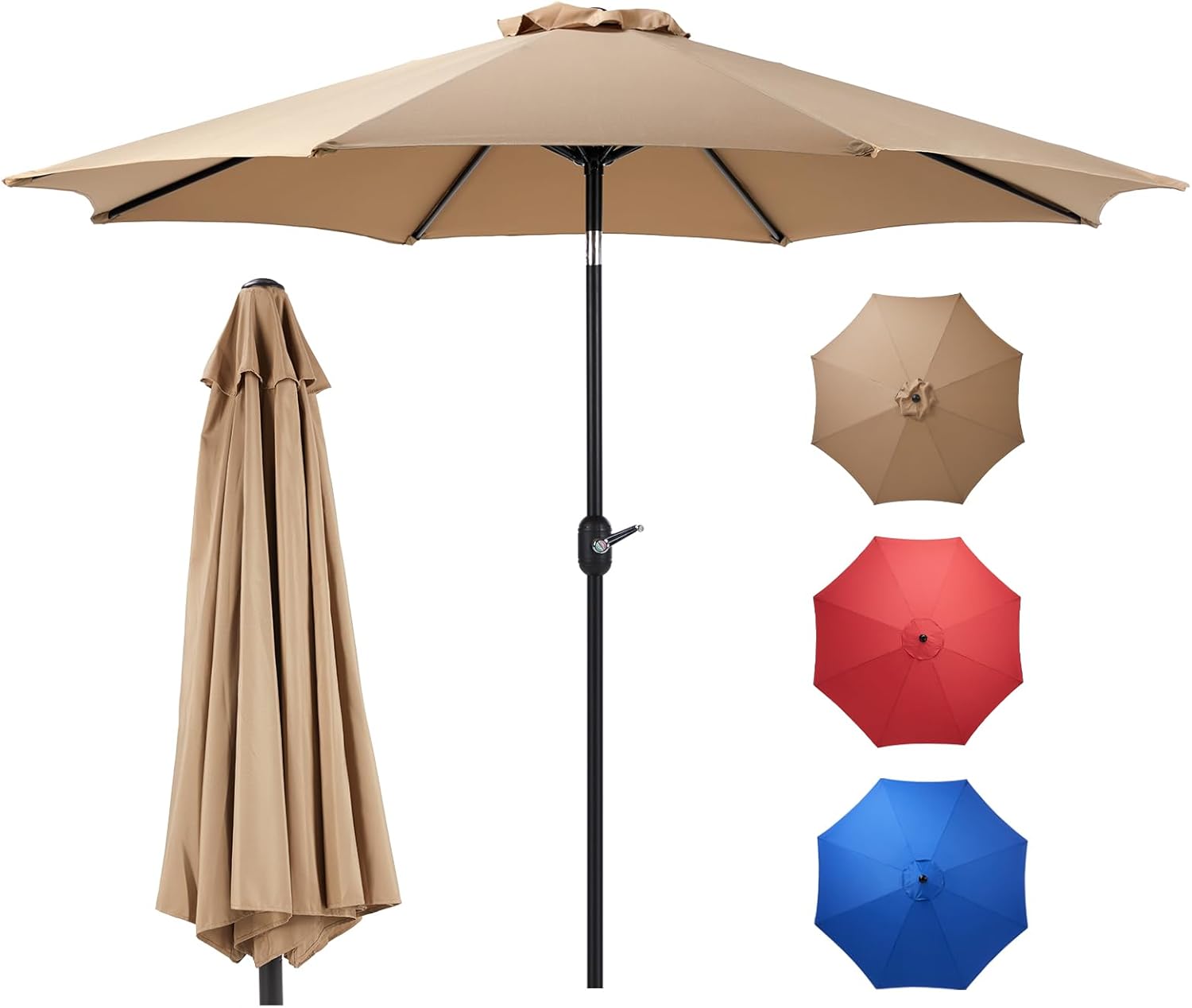 Tan 9' Outdoor Patio Umbrella with 8 Ribs E98106