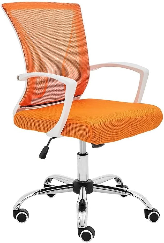 White Orange Mesh Back Desk Chair H752