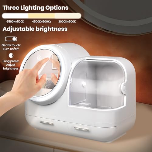 White 15" L×8.5"W×12"H Desktop Makeup Box with Drawers L485722