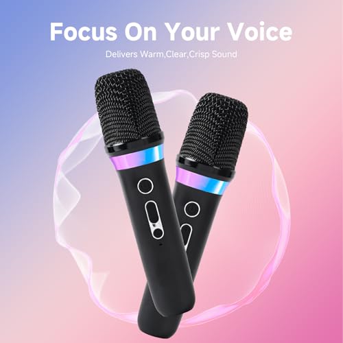 Dual Handheld Rechargeable Karaoke Microphone with 3.5mm Aux in and Out Receiver, Black Z63244