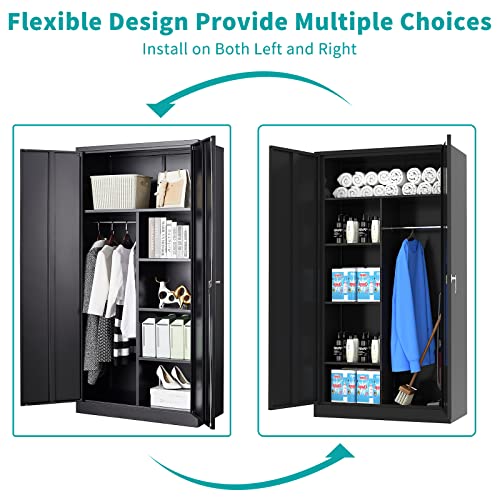 Metal Clothing Storage Locker with Shelves and Closet Rod, 72" F671767