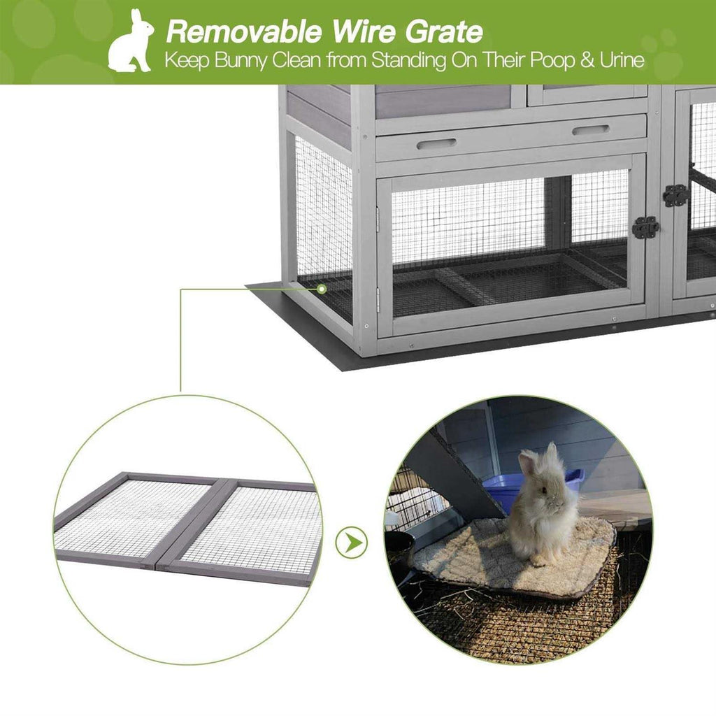 Rabbit Hutch with Ventilation Door Wooden Bunny Cage with No Leakage Tray Q2109