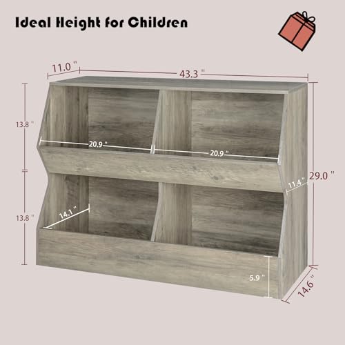 4 Cubby Wooden Toy Storage Bookshelf W730