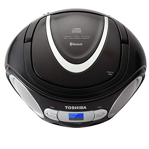 Portable CD Bluetooth Boombox with AM/FM Stereo, Black B326