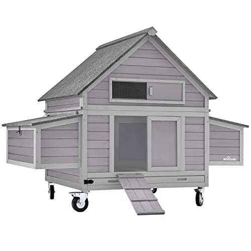 Portable Chicken Coop with Wheels and Nesting Box N814