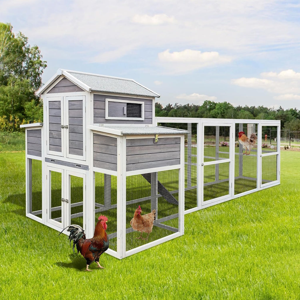 Extra Large Black Wooden Chicken Coop with Two Nesting Boxes and 5 Perches B32568