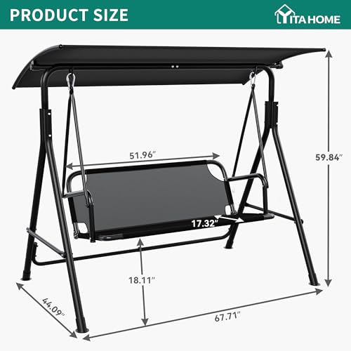 3 Person Patio Swing Chair with Adjustable Canopy and Removable Cushion A703