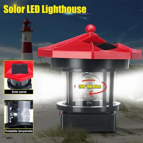 Rotating LED Solar Lighthouse X952819