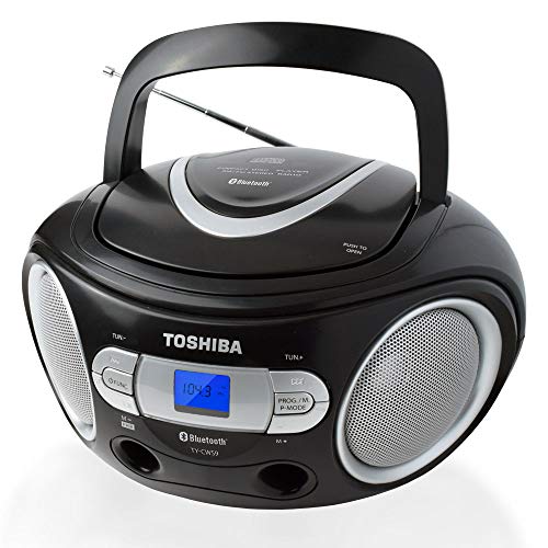 Portable CD Bluetooth Boombox with AM/FM Stereo, Black B326