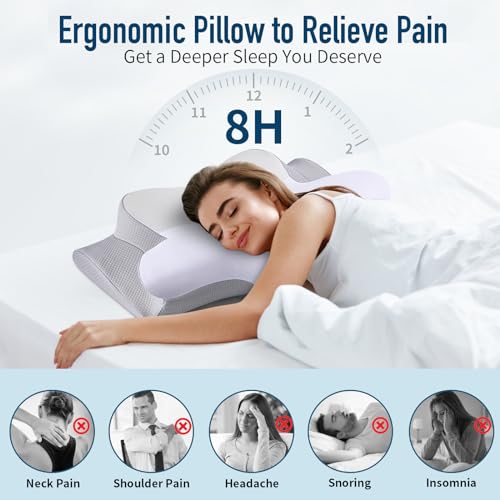 Cooling Contour Memory Foam Cervical Pillow with Pillowcase X3472