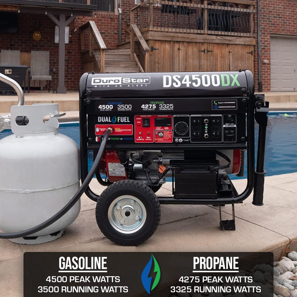 Dual Fuel Portable Generator 4850 Watt Gas or Propane Electric Start Red Black O51681