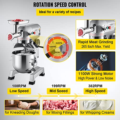 8.5Qt 450W Dual Rotating Dough Kneading Machine with Stainless Steel Bowl X92964