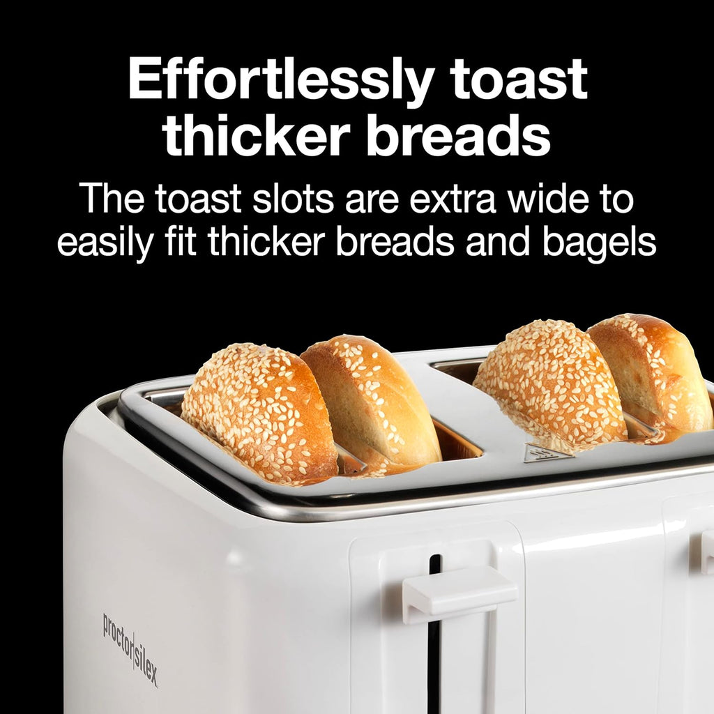 4 Slice Toaster with Extra Wide Slots, White A3486