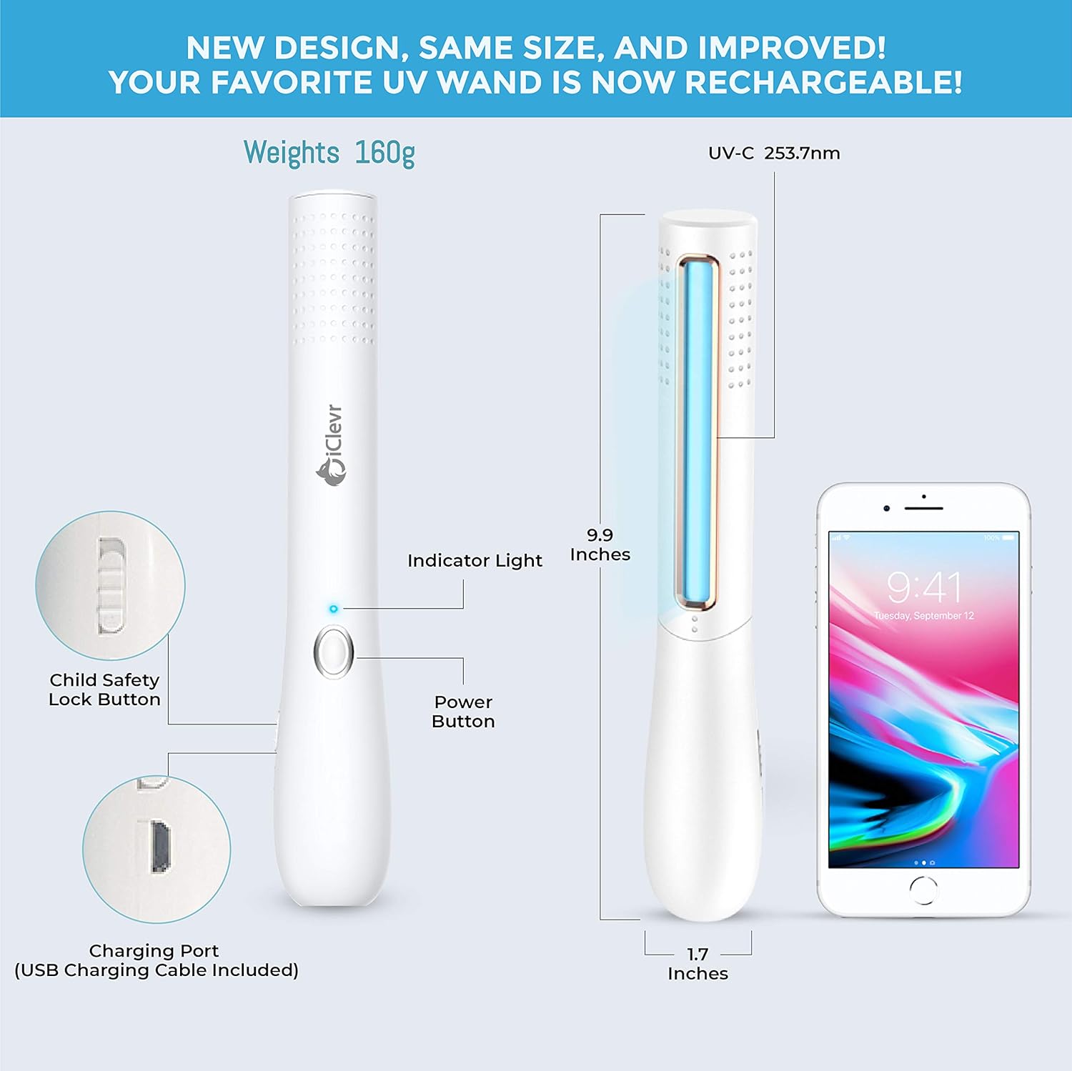 UV-C Light Sanitizer Wand Pack of 2 T336221