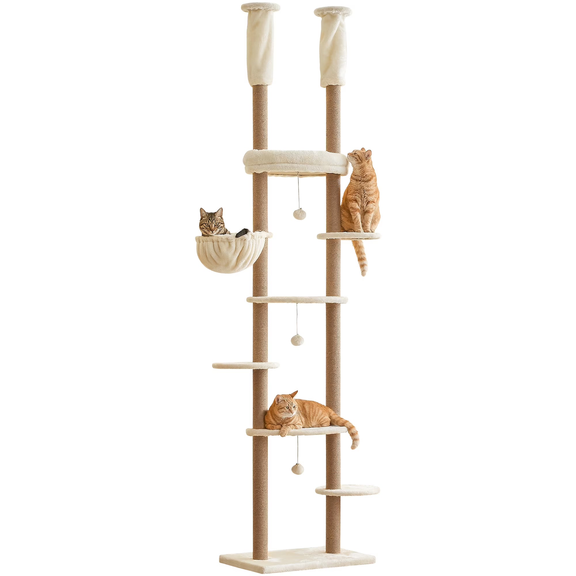 Beige Adjustable Height Cat Tree with Hammock E72010