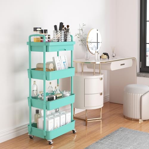 3-Tier Rolling Utility Cart with Drawer, Black I6596